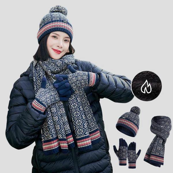 Anniou Knitted Beanie, Scarf and Gloves Set