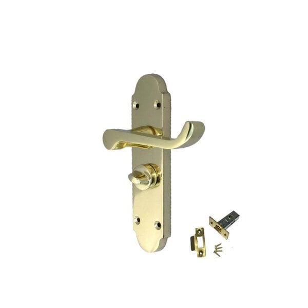 EDH Door Hardware Epsom Victorian Scroll Brass Plated Privacy Bathroom Modern Door Handles 1 Pair