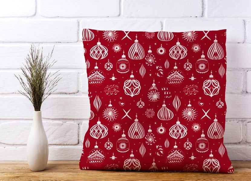 Warren Reed Red Christmas Decorations Pattern Cushions