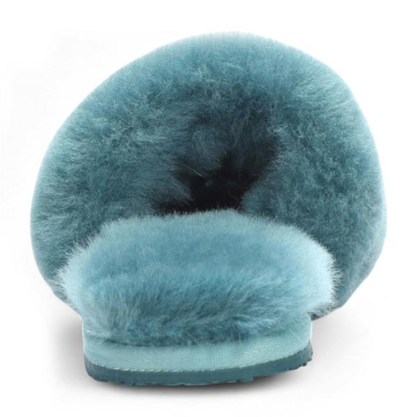 Infinity Leather Women's Sheepskin Slippers Teal Warm Winter Fur Sliders - Nordic