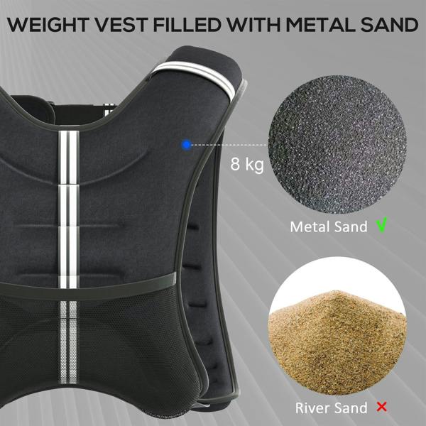 Black weighted vest with padded front panel and mesh side panel