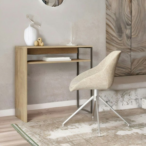 Rafaelo Mobilia 2 Tier Hallway Console Table With Steel Frame Oak