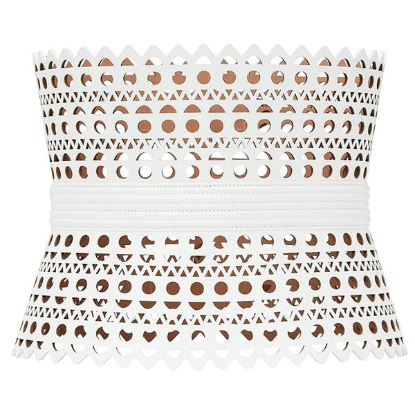 Alaia Vienne corset belt in white signature perforated leather