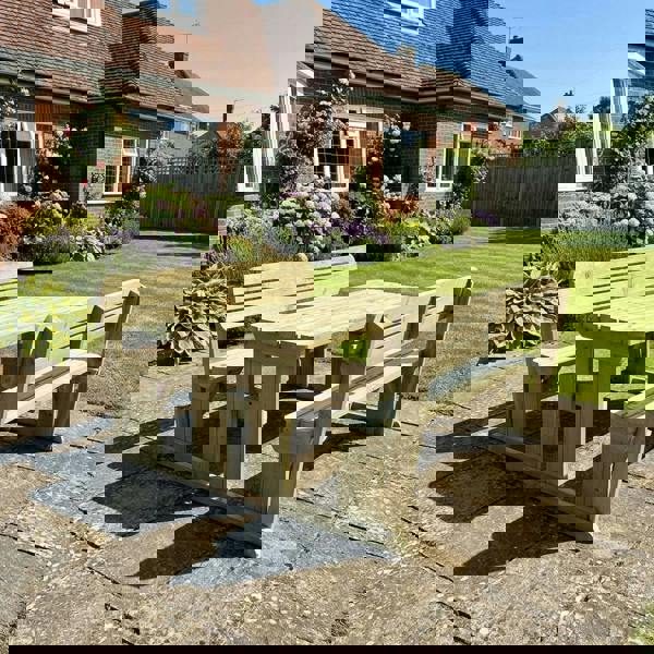 Arbor Garden Solutions Rounded Alders Picnic Table Benches Set With Backrest