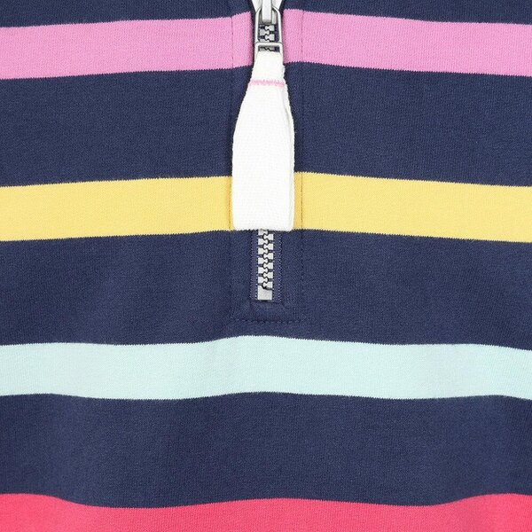 Lazy Jacks LJ35C  - Girl's Striped Quarter Zip Sweatshirt - Twilight