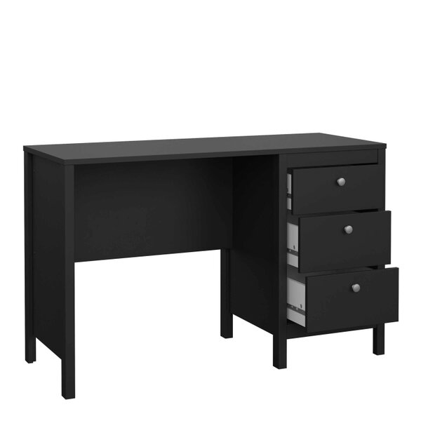 Wyld Haus Gossmere Matt Black Office Desk 3 Drawers