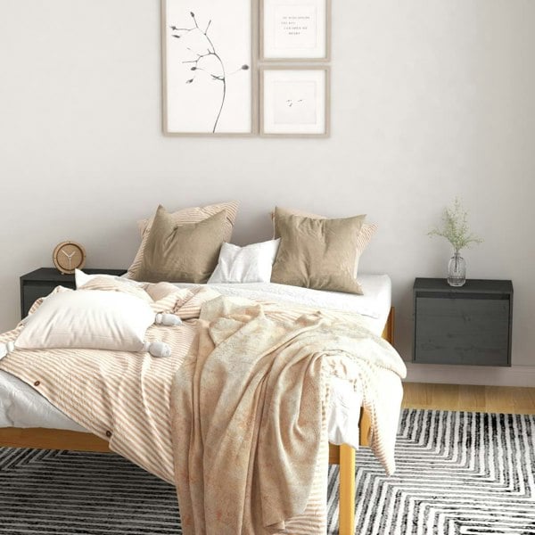 Berkfield Wall Cabinets 2 pcs Grey 45x30x35 cm Solid Pinewood