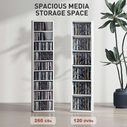 Wyld Haus Sovimora Wood White Narrow CD Storage Unit With 260 Disc Capacity
