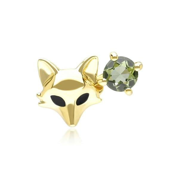Gemondo Gardenia Peridot Fox Pin In 9ct Yellow Gold