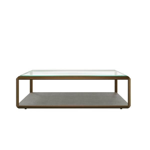 Wyld Haus Siena Grey Shagreen Glass and Gold Coffee Table