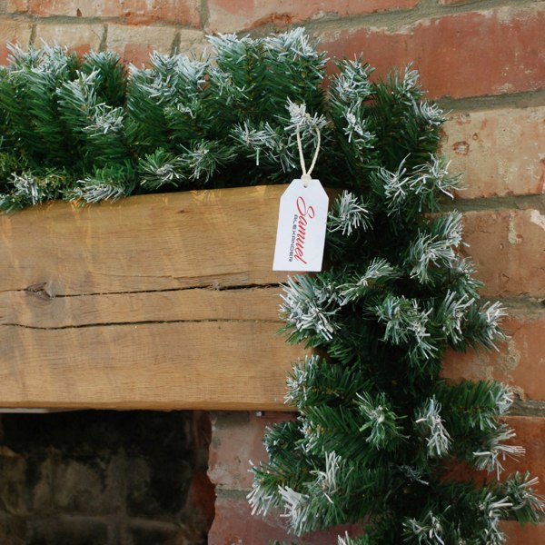 Samuel Alexander 270cm (9ft) x 25cm Snow Tipped Green Christmas Garland Decoration for Stairs, Fireplaces, Wall, Door