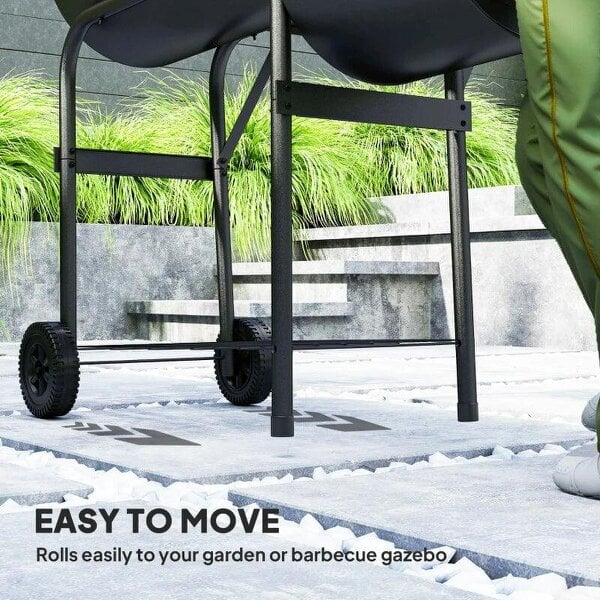 Bobobiy Barbecue Grill Portable Outdoor Charcoal BBQ Grill with Offset Smoker 109 x 60 x 120 cm Black