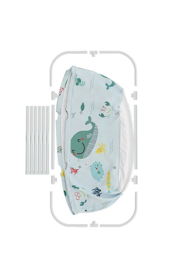 Living and Home 140cm W x 55cm D x 50cm H Light Blue Portable Large Folding Bathtub with Cushion