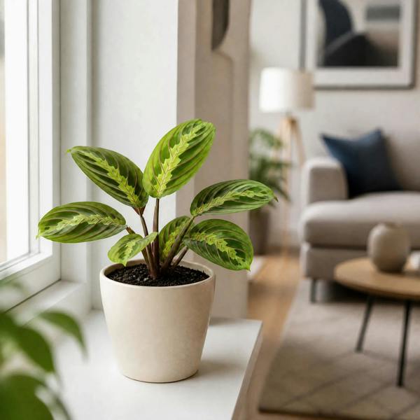 Maranta Lemon Lime Prayer Plant 12cm Pot – Variegated Indoor Houseplant The Rose Press Garden
