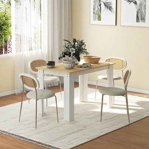HOMCOM Dining Table for 4-6 People, Wood Effect Tabletop - Oak & White