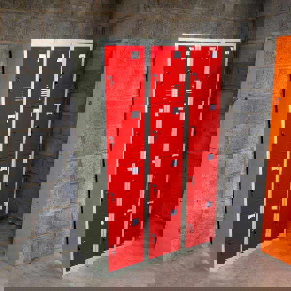 Monstershop 3 x Metal Storage Lockers - Four Doors, Red