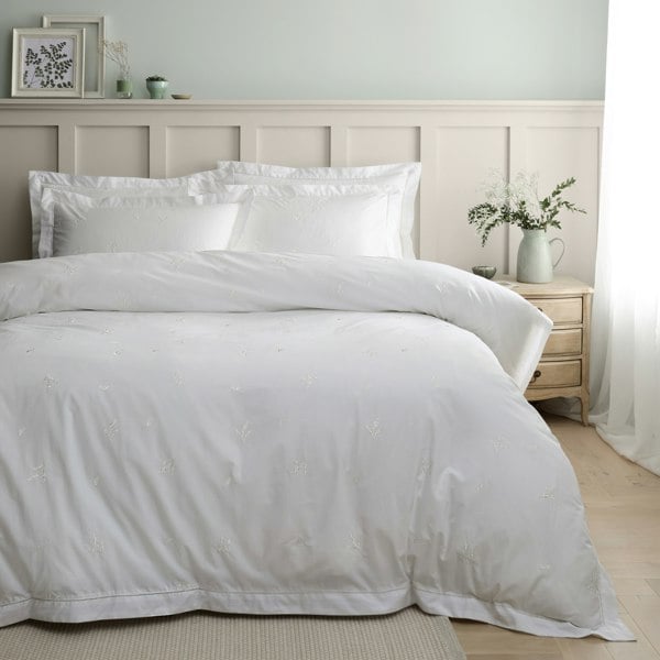 Bianca Lottie Floral Embroidery 180 Thread Count Cotton Duvet Cover Set