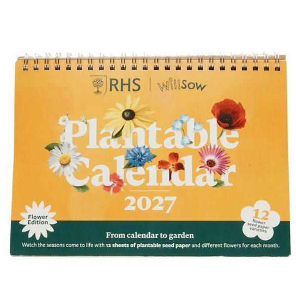 RHS, Plantable Flower Small Easel Desk Calendar 2027, Desk Calendars, Month To View, Lifestyle, Gift