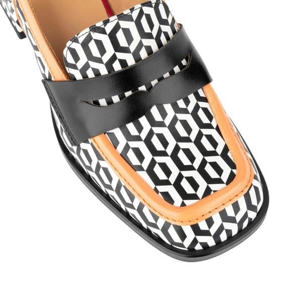 Embassy London Diana - Peach & Hexa Print - Women's block heel slingback leather pump
