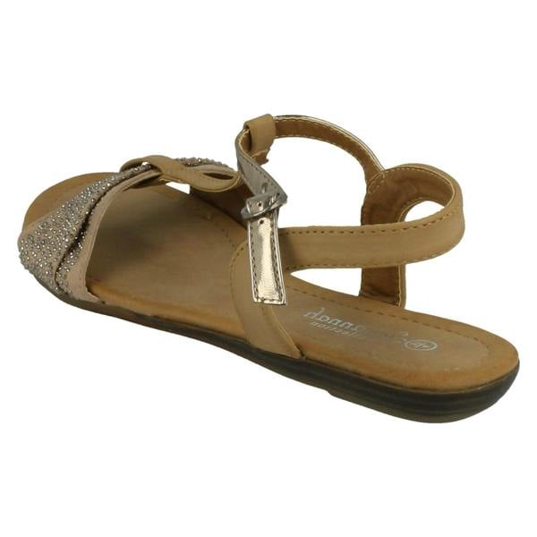 Savannah Ladies Savannah T-Bar Beaded Bow Vamp Sandals