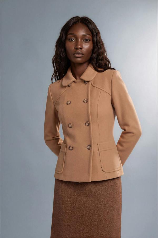 Myles Anthony Peach Reefer Style Wool & Cashmere Jacket