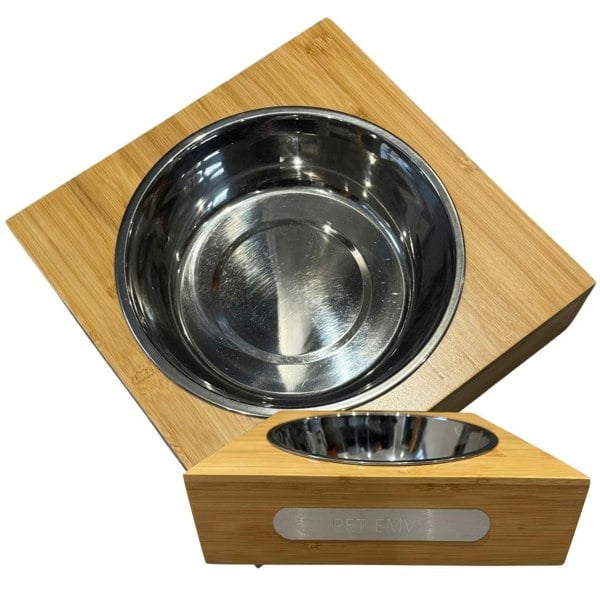 Pet EMVY XL Dog Food & Drinking Bowl – Stainless Steel & Bamboo