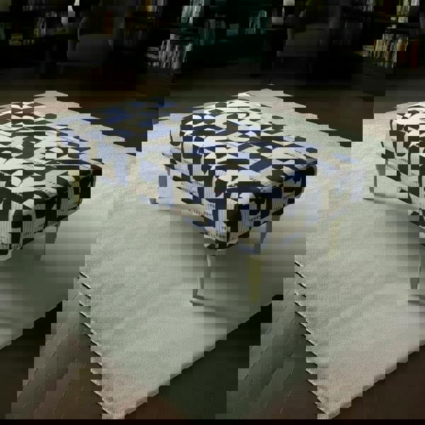 Heavy Duty Upholstered Ottoman with Vibrant Palette Designer Pattern