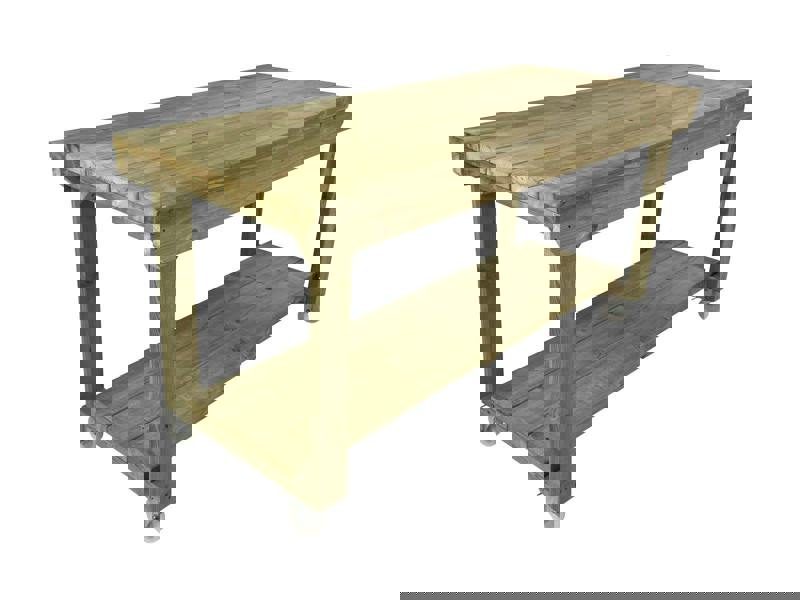 Wooden Super Heavy Duty Indoor/Outdoor Workbench With Wheels, Sturdy Workstation for Garages, Sheds, and Workshops