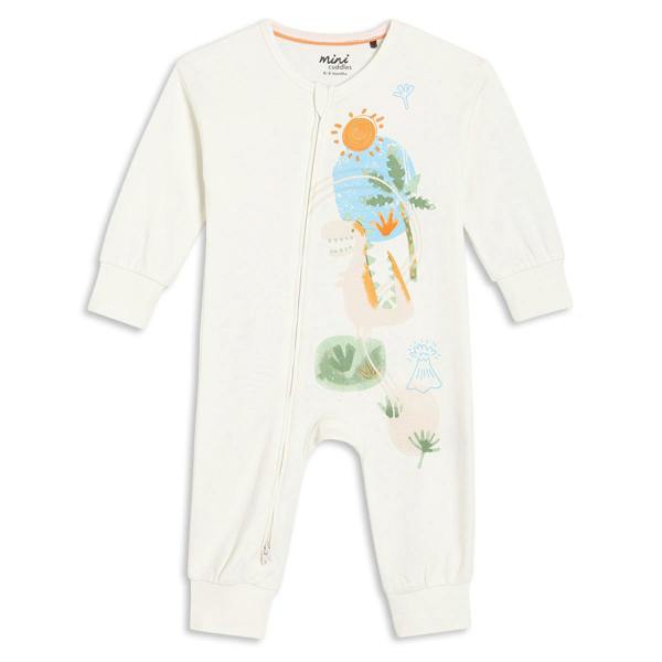 Mini Cuddles Baby Boys Dinosaur Print Romper, Off White