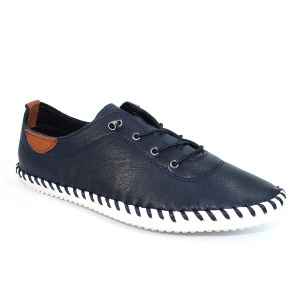 Lunar Women's St Ives Leather Plimsolls - Navy