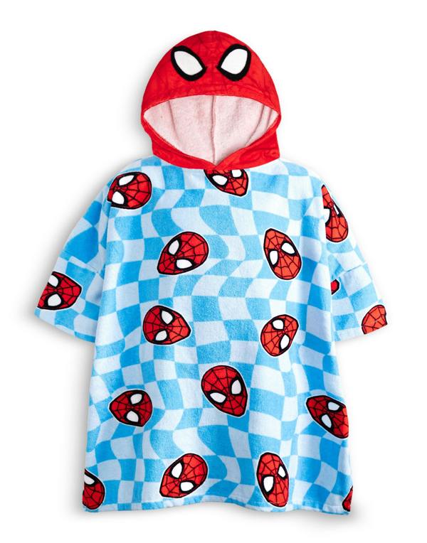 Vanilla Underground Spiderman Boys Blue Character Head Poncho Towel (One Size)
