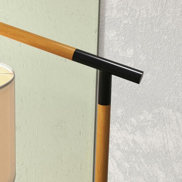 Brown and black metal floor lamp pole with top support bar