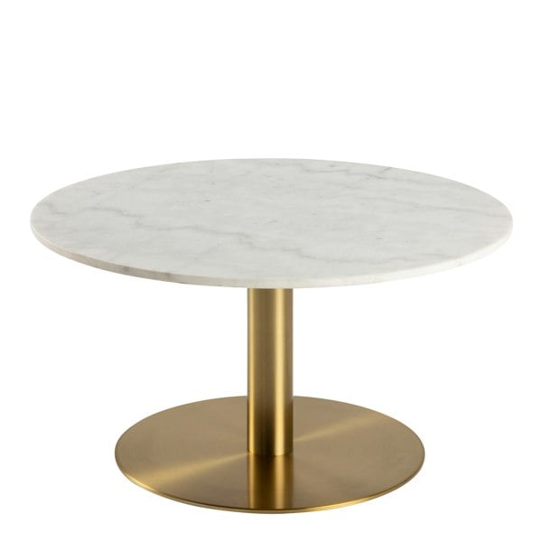 Furniture To Go Corby Round Coffee Table with White Polished Marble Top & Gold Base