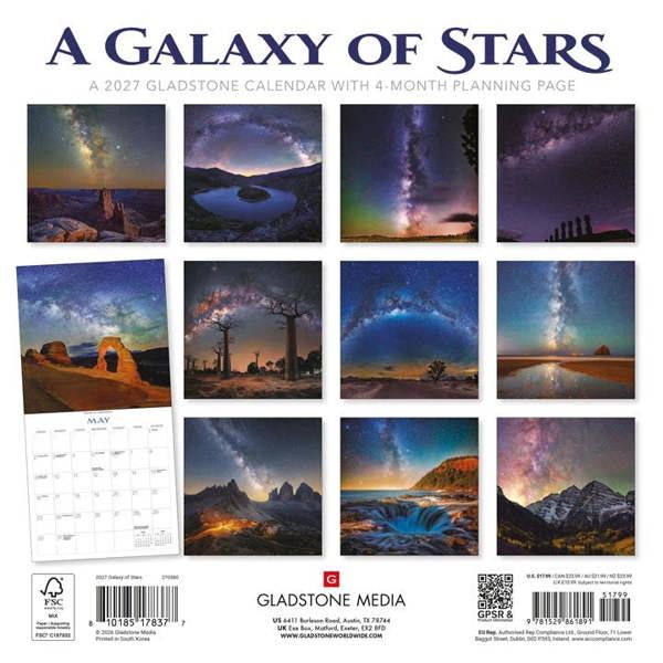 Galaxy of Stars Calendar 2027, Wall Calendars, Month To View, Natural World, Gift
