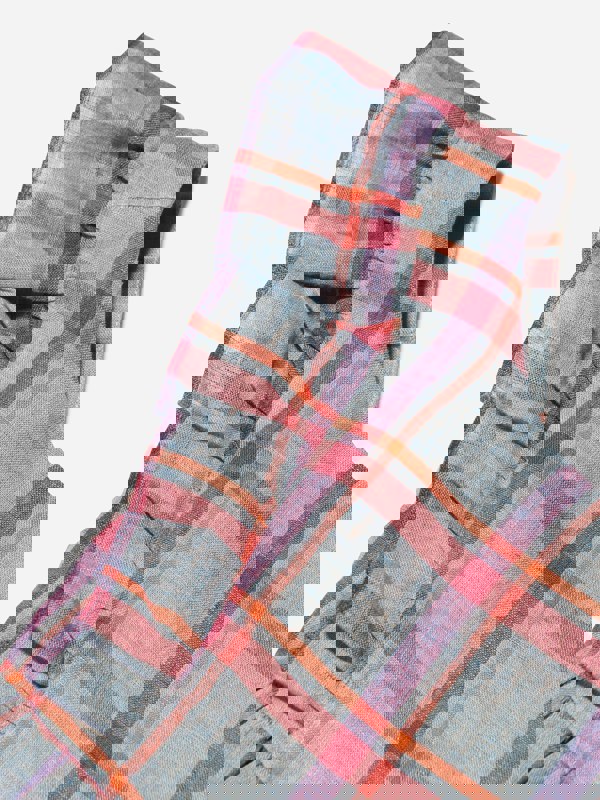 Bonpoint Girls Checked Linen Carole Dress in Grey