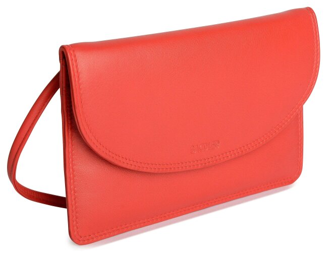 SADDLER ISABELLE Leather Slimline Crossbody Bag - Adjustable Strap, Multiple Pockets, Magnetic Closure - RFID Protected - Red