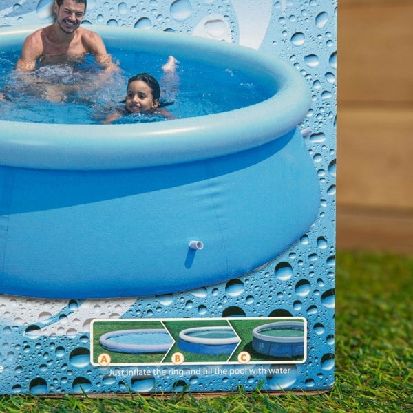Samuel Alexander 8ft 2.4m Deep Quick Up Garden Family Paddling Pool