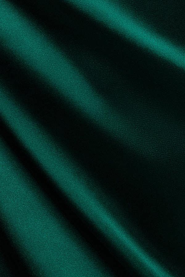 Cowl Neck Back Wing Satin High Low Midi Dress - Emerald Green DR4608