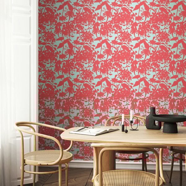 Hoopla Walls Summer Silhouette - Coral Twist 10m Wallpaper