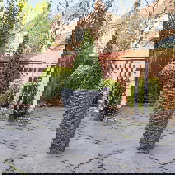 Samuel Alexander 30cm x 45cm Large Square Plastic Slate Effect Garden Planter in Dark Grey