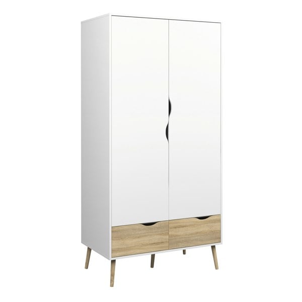 Furniture To Go Oslo Wardrobe 2 Doors 2 Drawers in White and Oak