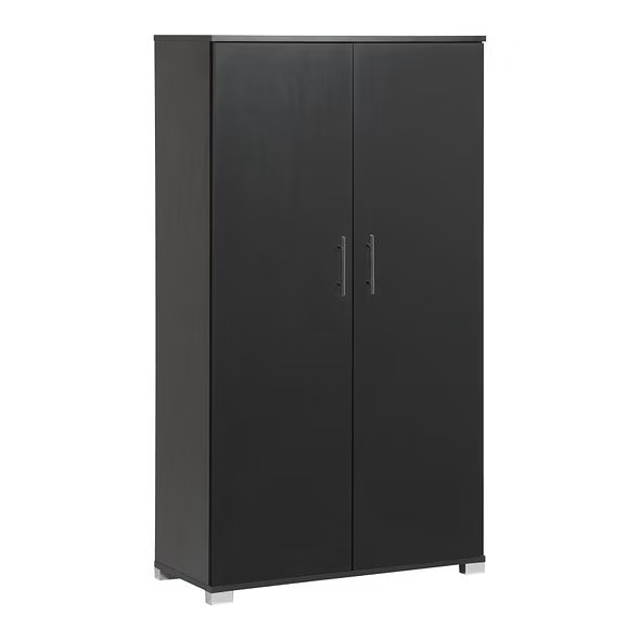 MMT Furniture Designs Beech Wooden 2 Door Lockable Storage Cabinet - 140 cm Tall Shoe Garage Storage, Filing Cabinet