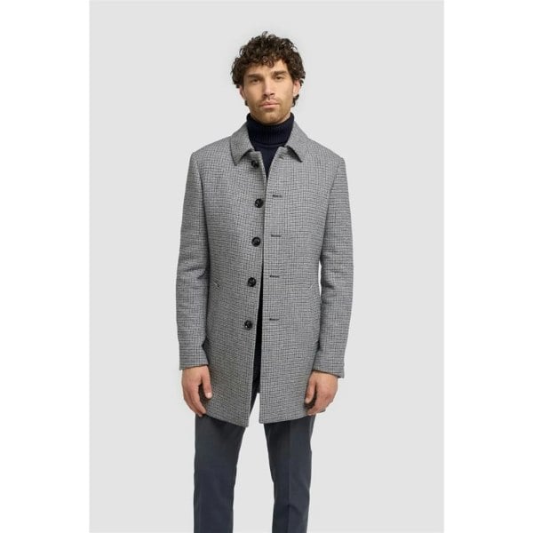 House Of Cavani Kerry - Men's Grey Wool Blend Houndstooth Tweed Overcoat