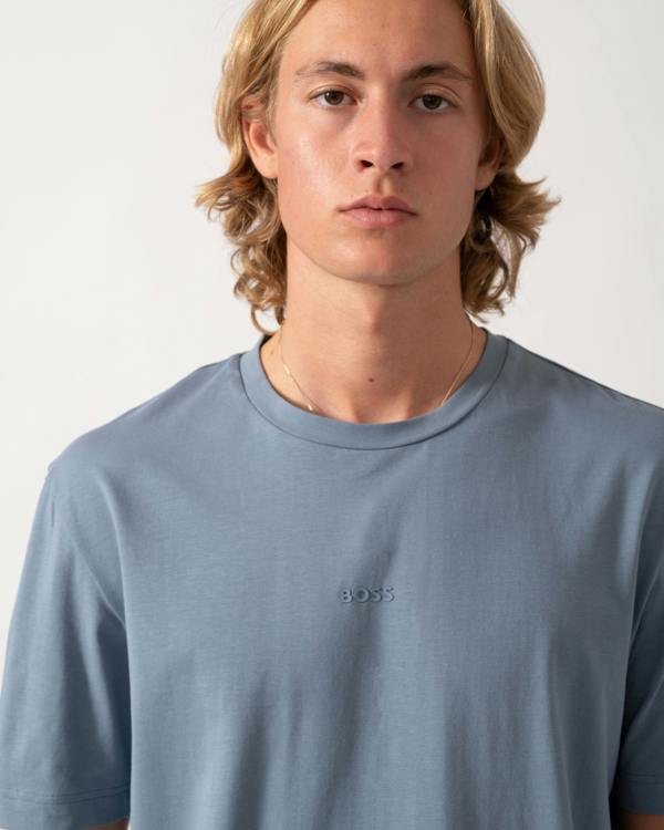 Detail on the BOSS Orange TChup Mens Crew Neck Small Logo T-Shirt  - Medium Blue 424