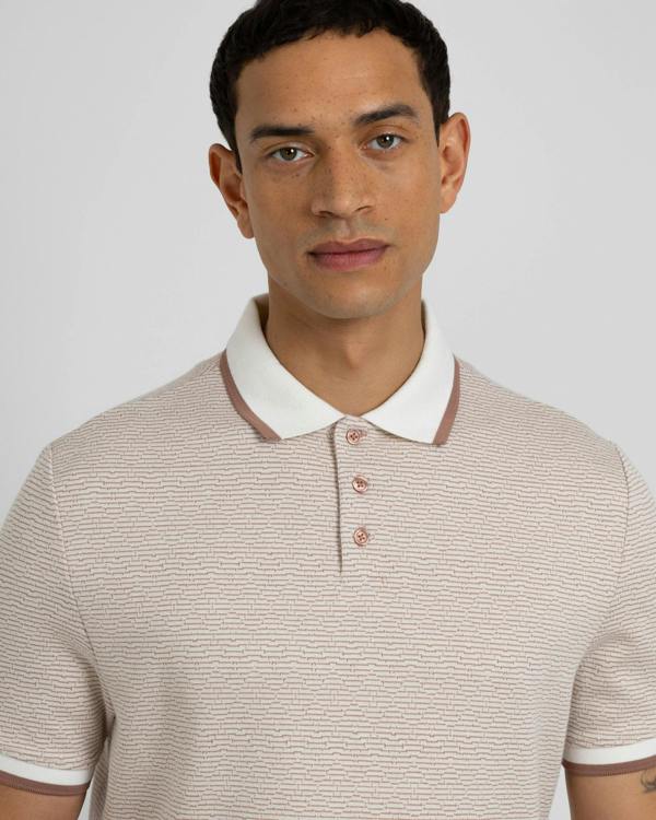Steel & Jelly Bevan - Two-Tone Abstract Stripe Polo Shirt