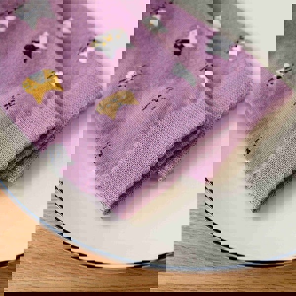 Anysox 5 Pairs Size 5-9 Fashion Socks Thick Warm Cotton Cute Cartoon Cat Animal Ankle Short Casual for Ladies Girls Christmas Gifts Purple