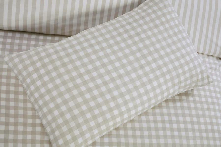 Gingham Natural Duvet Cover Set