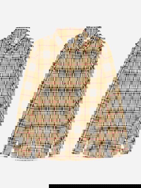 Burberry Kids Burberry Boys Owen Long Sleeve Check Shirt in Beige