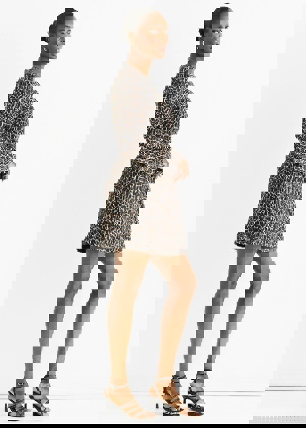 Gini London Black Animal Sequin Wrap Elasticated Waist Mini Dress