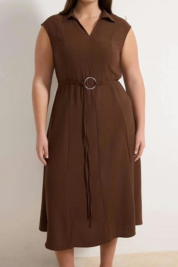 WOVCOR Midi Woven Plus Size Dress